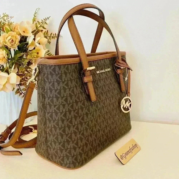 Michael Kors XS Jet Set Travel Carryall Top Zip Tote Brown - Picture 4 of 11